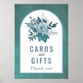 Aquamarine Blumen und Aquarelle Poster (Vorne)