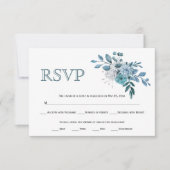 Aquamarine Blumen und Aquarelle RSVP Karte (Vorderseite)