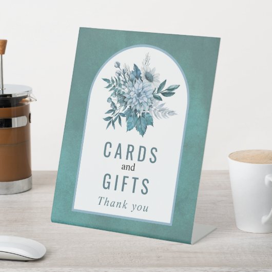 Aquamarine Blumen und Aquarelle Sockelschild (In SItu)