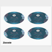 Aquamarine Blumenbezeichnungen Rosa Palm-Blätter L Ovaler Aufkleber (Blatt)