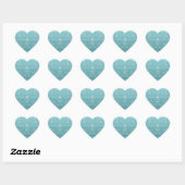 Aquamarine BlumenDamaske Herz-Aufkleber (Blatt)