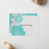 Aquamarine Blumengeschosse Mitteilungskarte (Vorderseite/Rückseite Beispiel)