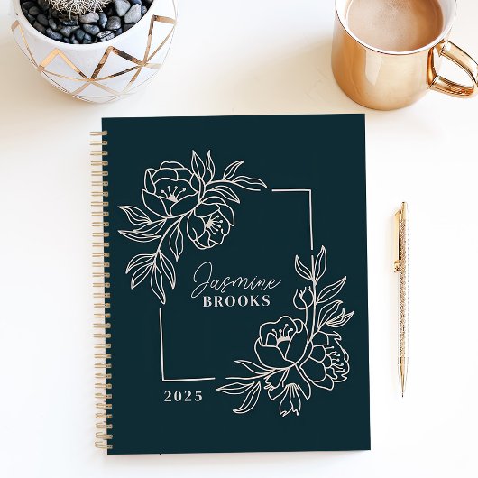 Aquamarine Blumengrenze 2025 Individuelle Name Planer