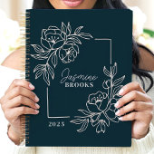 Aquamarine Blumengrenze 2025 Individuelle Name Planer