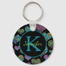 Aquamarine Blumenherzen Anfangsname Monogramm