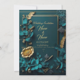 Aquamarine Blumenhochzeit Einladung