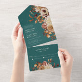 Aquamarine Blumenhochzeit in einer Einladung (Abreißen)