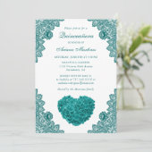 Aquamarine Blumenkatze 15. Geburtstag Einladung (Stehend Vorderseite)