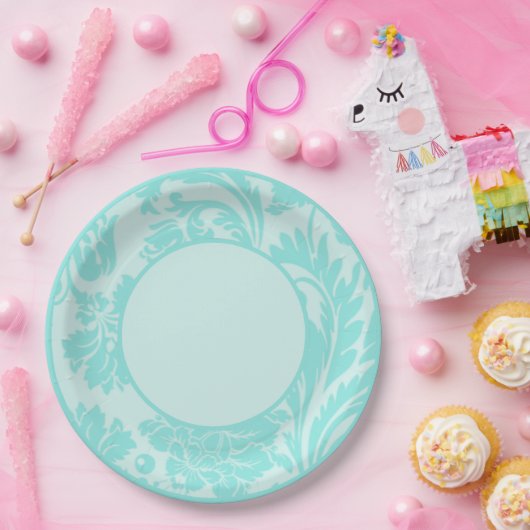 Aquamarine Blumenplatte Pappteller (Party)