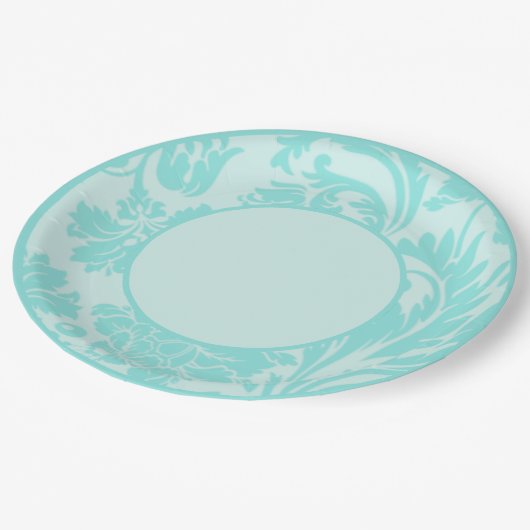 Aquamarine Blumenplatte Pappteller (Schrägansicht)