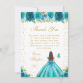 Aquamarine Blumenpraxis Brünette Geburtstagspartei Dankeskarte (Vorderseite)