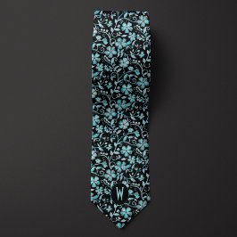 Aquamarine Blüte auf Black Neck Tie Krawatte