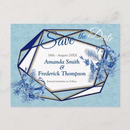 Aquamarine Blüten auf einer Skulptur strukturiert Ankündigungspostkarte (Vorderseite)