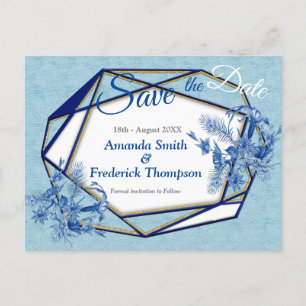 Aquamarine Blüten auf einer Skulptur strukturiert Ankündigungspostkarte