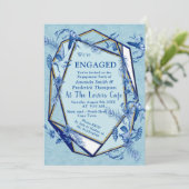 Aquamarine Blüten auf einer Skulptur strukturiert Einladung (Stehend Vorderseite)