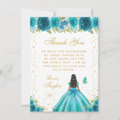 Aquamarine Blütendarmhautprinzin 16 . Geburtstag Dankeskarte (Vorderseite)