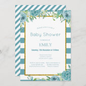 Aquamarine Blüteneinladung, Bridal, Baby Einladung (Vorne/Hinten)