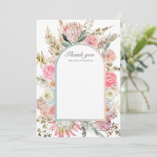 aquamarine böhmische Blüte Dankeschön Karte (Stehend Vorderseite)