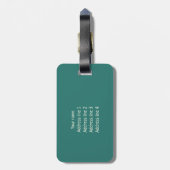 aquamarine Boho Federn Doodle-Blume Gepäckanhänger (Rückseite vertikal)