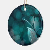 Aquamarine Bokeh-Blätter Keramikornament (Links)