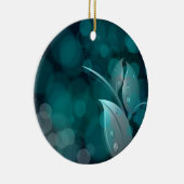 Aquamarine Bokeh-Blätter Keramikornament (Rechts)