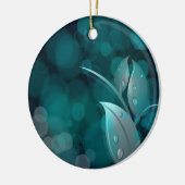 Aquamarine Bokeh-Blätter Keramikornament (Links)