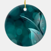 Aquamarine Bokeh-Blätter Keramikornament (Hinten)