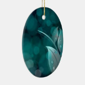 Aquamarine Bokeh-Blätter Keramikornament (Rechts)