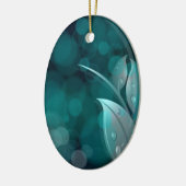 Aquamarine Bokeh-Blätter Keramikornament (Links)