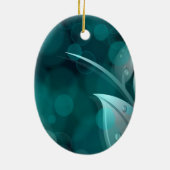 Aquamarine Bokeh-Blätter Keramikornament (Hinten)