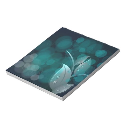 Aquamarine Bokeh-Blätter Notizblock (Rotiert)