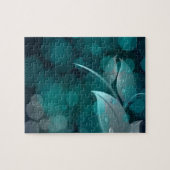 Aquamarine Bokeh-Blätter Puzzle (Horizontal)