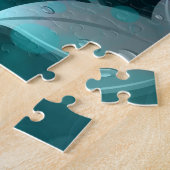 Aquamarine Bokeh-Blätter Puzzle (Seite)