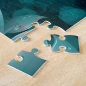 Aquamarine Bokeh-Blätter Puzzle (Seite)