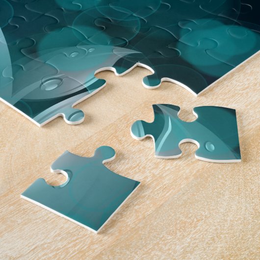 Aquamarine Bokeh-Blätter Puzzle (Seite)