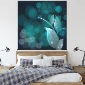Aquamarine Bokeh-Blätter umhüllt Canvas Leinwanddruck (Insitu (Schlafzimmer))
