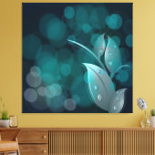 Aquamarine Bokeh-Blätter umhüllt Canvas Leinwanddruck (Insitu (Wohnzimmer))