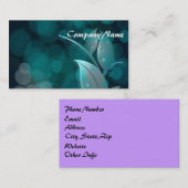 Aquamarine Bokeh-Blätter Visitenkarte (Vorne/Hinten)