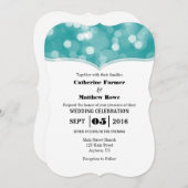 Aquamarine Bokeh Glitzer Lights Wedding Einladunge Einladung (Vorne/Hinten)