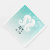 Aquamarine Bokeh Seepferde Kissing Wedding Napkins Serviette (Ecke)