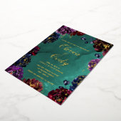 Aquamarine Bordeaux Amethyst Jewel Tone Goldhochze Folieneinladung (Gedreht)