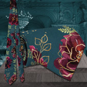 Aquamarine Bordeaux Jewel Tone Gold Hochzeit Krawatte