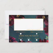 Aquamarine Bordeaux Jewel Tone Hochzeitsmahlzeit U RSVP Karte (Rückseite)