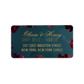 Aquamarine Bordeaux Jewel Tone RSVP Card Mailing Adressaufkleber (Vorne)