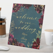 Aquamarine Bordeaux Jewel Tones Begrüßung 2 Sockelschild (In Situ)