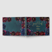 Aquamarine Bordeaux Sapphire Jewel Tone Gold Weddi Gästebuch (Voll)