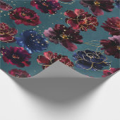 Aquamarine Bordeaux Sapphire Jewel Tone Gold Weddi Geschenkpapier (Ecke)