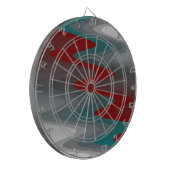 aquamarine bordeauxfarbene Wellen Dartscheibe (Vorderseite Links)