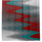 aquamarine bordeauxfarbene Wellen Duschvorhang (Vorderseite)