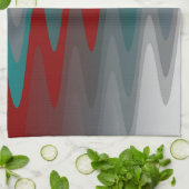 aquamarine bordeauxfarbene Wellen Geschirrtuch (Gefaltet)
